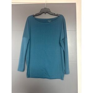 Athleta Long Sleeve Top Teal Blue Green Scoop Neck Knit Comfy Casual